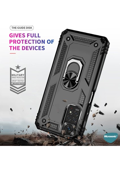 Xiaomi Redmi Note 11 Kılıf Military Ring Holder Siyah