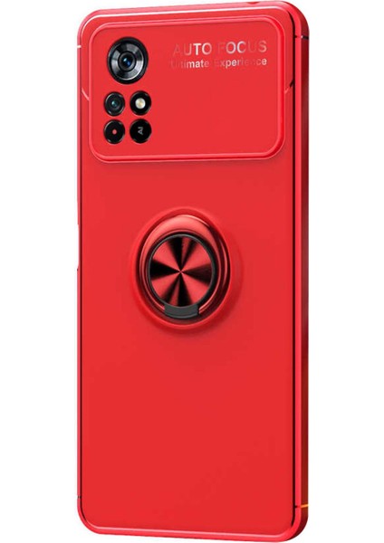 Xiaomi Redmi Note 11T Kılıf Kickstand Ring Holder Kırmızı