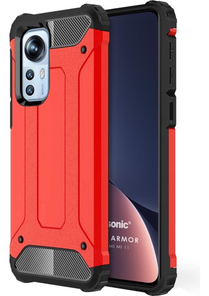 Xiaomi Mi 12 Kılıf Rugged Armor Kırmızı