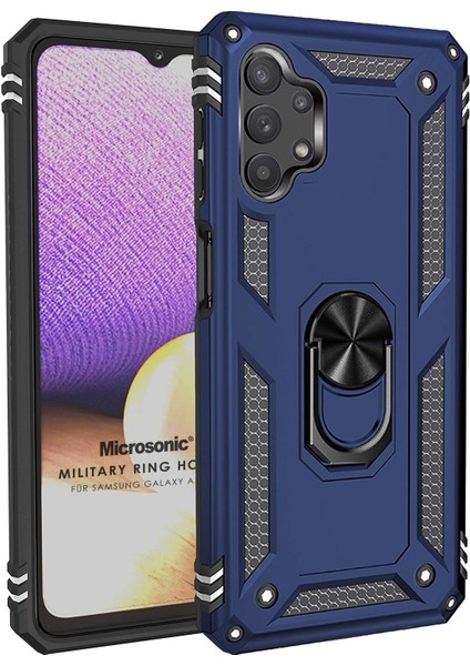 Samsung Galaxy A23 Kılıf Military Ring Holder Lacivert