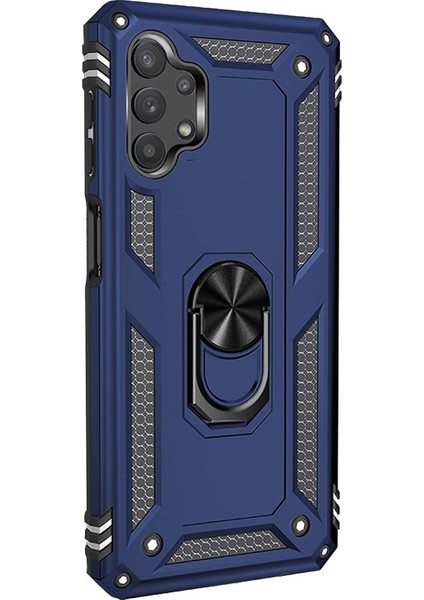 Samsung Galaxy A23 Kılıf Military Ring Holder Lacivert