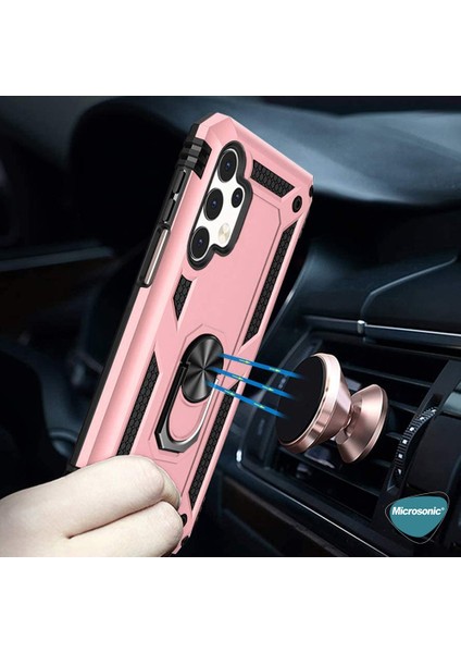Samsung Galaxy A23 Kılıf Military Ring Holder Lacivert