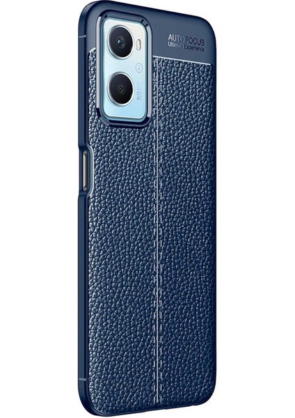 Oppo A96 4g Kılıf Deri Dokulu Silikon Lacivert fiyatları