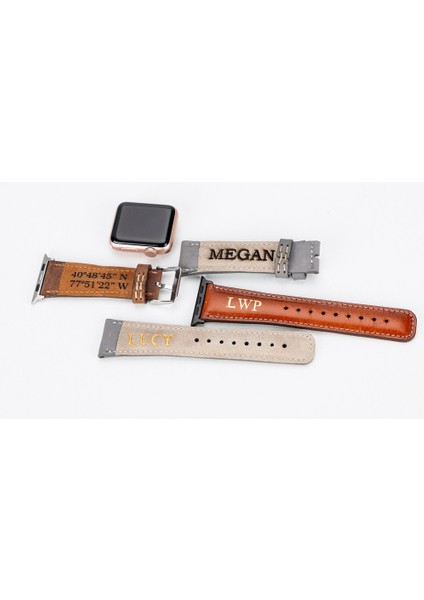 Bouletta Apple Watch Uyumlu Deri Kordon 38-40-41MM Ferro Rt Troklu Cp4 Fuşya