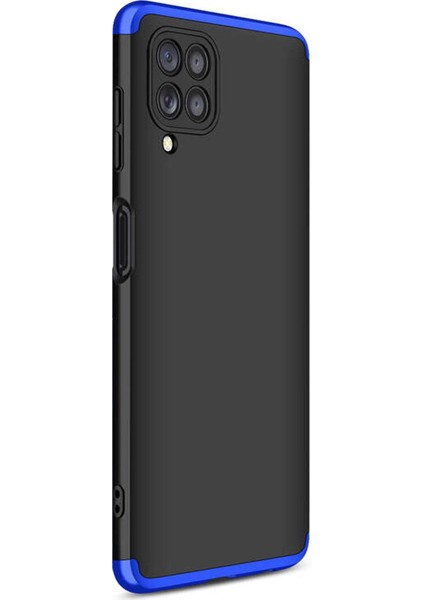 Samsung Galaxy M22 Kılıf Double Dip 360 Protective Siyah Mavi