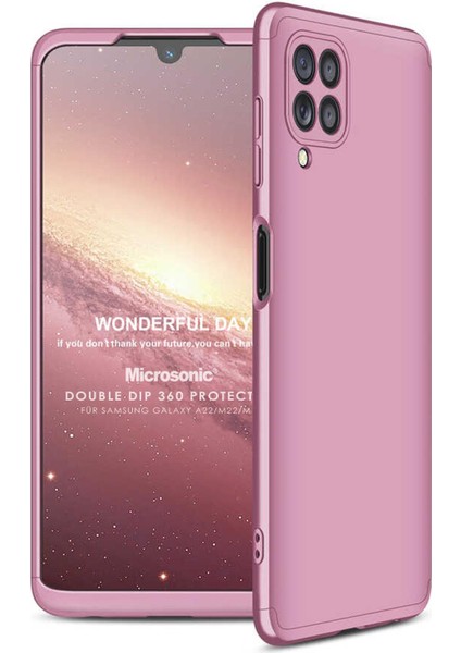 Samsung Galaxy M22 Kılıf Double Dip 360 Protective Rose Gold