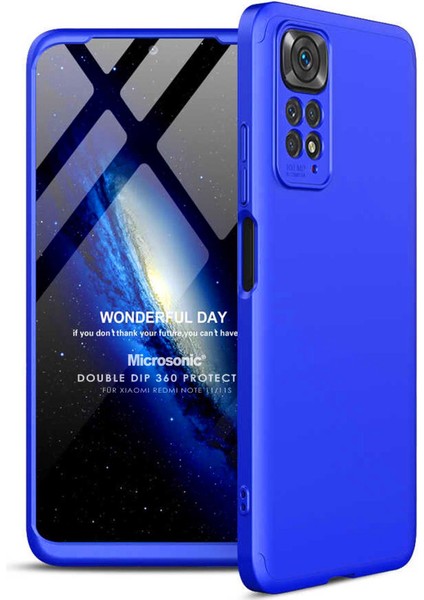 Xiaomi Redmi Note 11S Kılıf Double Dip 360 Protective Mavi