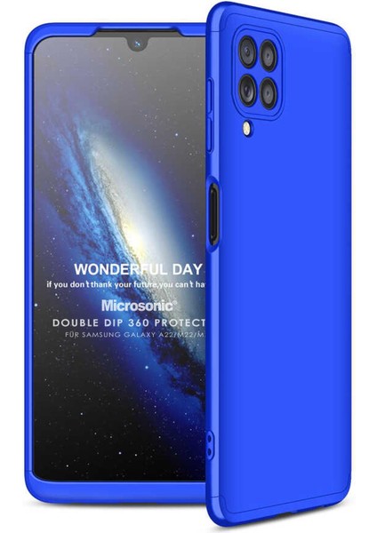 Samsung Galaxy M32 4g Kılıf Double Dip 360 Protective Mavi