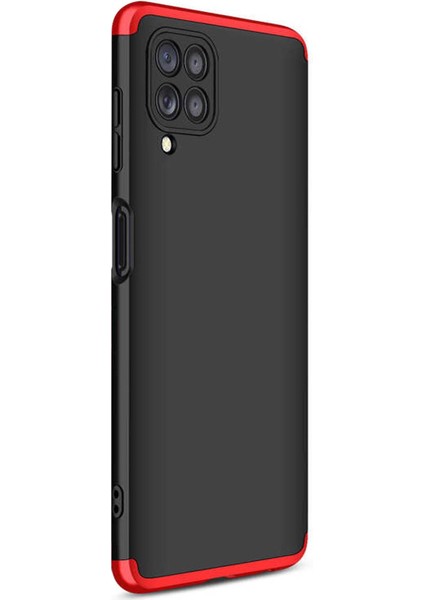Samsung Galaxy A22 Kılıf Double Dip 360 Protective Siyah Kırmızı