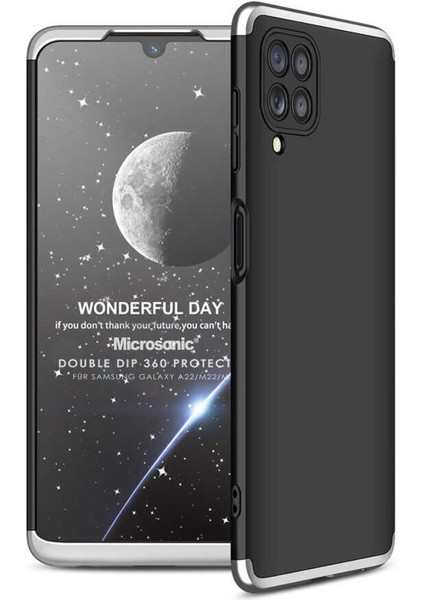 Samsung Galaxy A22 Kılıf Double Dip 360 Protective Siyah Gri