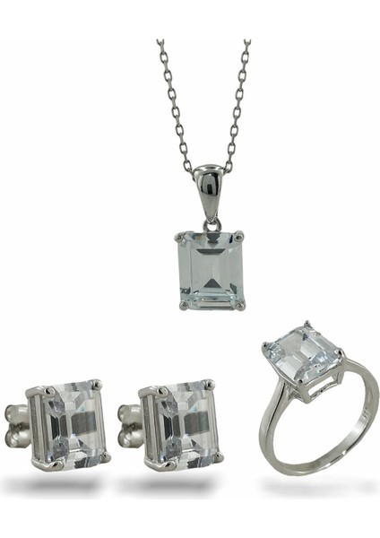 925 Gümüş Tek Baget Zirkon Set Takım