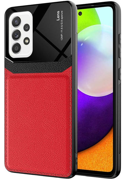 Samsung Galaxy A72 Uyumlu Kılıf Deri Görünümlü Tpu Sert Malzeme Kapak Kılıf