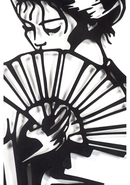 Gowpenart Yelpazeli Japon Kız Ev & Ofis Metal Duvar Tablosu