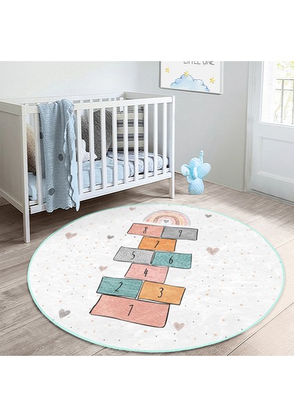 Renkli Seksek Temalı Eğitici Oyun Çizimli Çocuk & Genç Odası Makinede Yıkanabilir Kaymaz Tabanlı Yuvarlak Çocuk Oyun Halısı modelleri