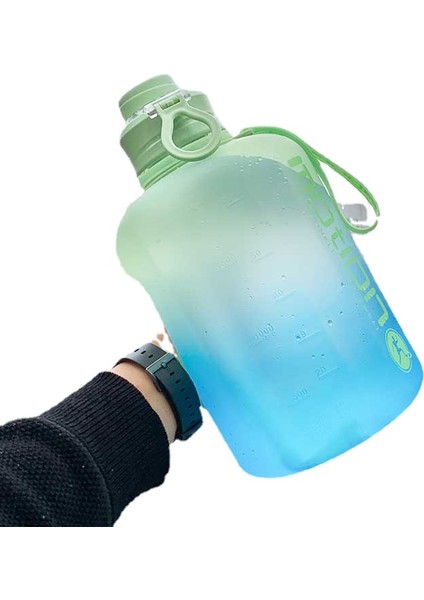 Devils Eye 2200ML Gradyan Büyük Kapasiteli Spor Su Şişesi - Mavi/yeşil (Yurt Dışından)