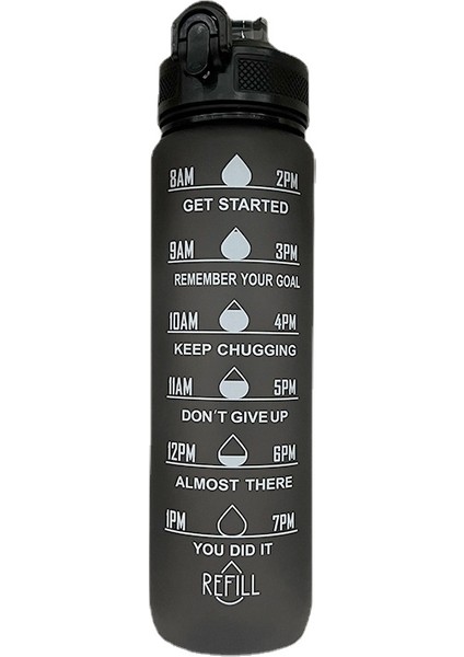 Devils Eye 1l Büyük Kapasiteli Spor Su Şişesi - Siyah (Yurt Dışından)