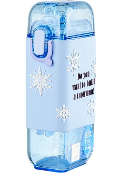 Devils Eye 280ML Karikatür Pipetli Su Matarası - Açık Mavi (Yurt Dışından)