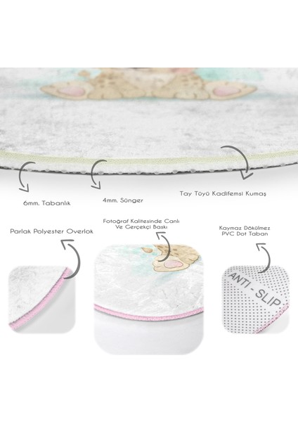 Sevimli Bebek Aslan Çocuk & Genç Odası Makinede Yıkanabilir Kaymaz Tabanlı Yuvarlak Çocuk Halısı fırsatları