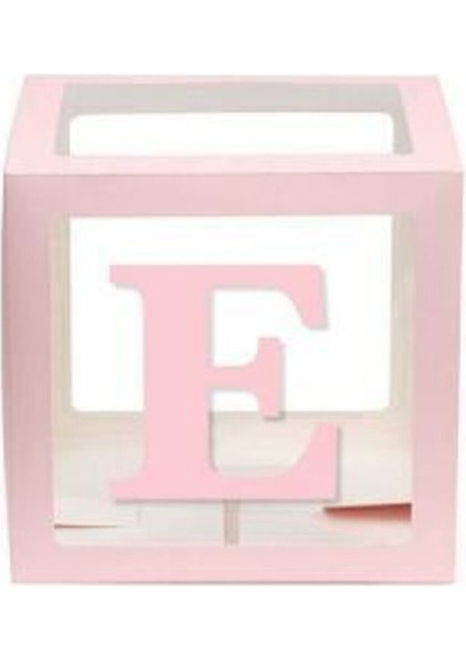 Pembe E Harfli Şeffaf Kutu