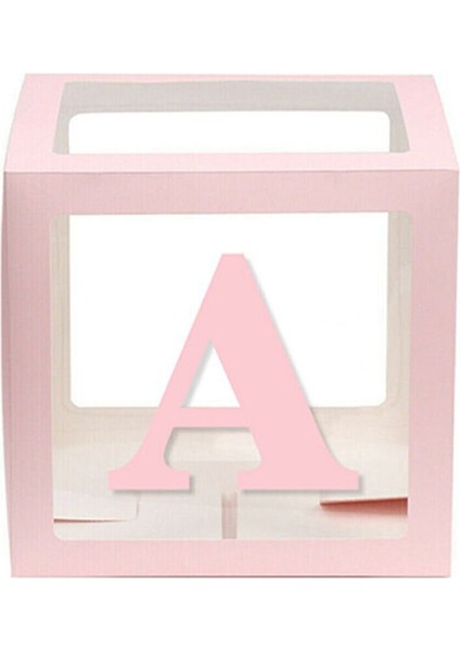 Pembe A Harfli Şeffaf Kutu