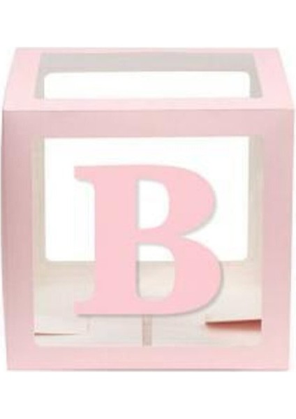 Pembe B Harfli Şeffaf Kutu