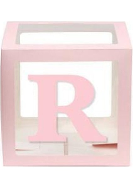 Pembe R Harfli Şeffaf Kutu