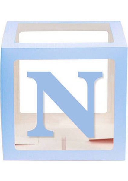 Mavi N Harfli Şeffaf Kutu