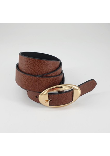 Yuvarlak Sarı Renk Tokalı Klasik Spor Kemer