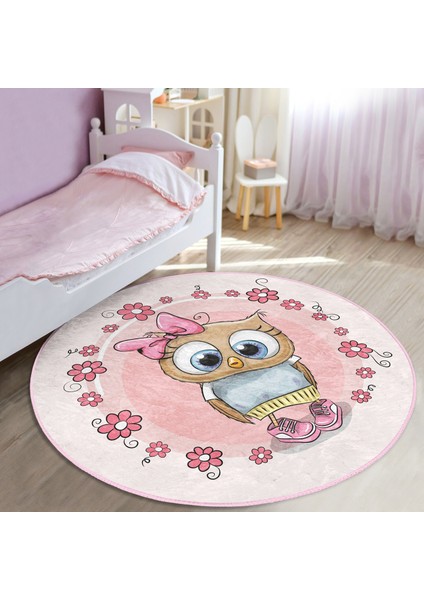 Kurdeleli Sevimli Baykuş Çocuk & Genç Odası Makinede Yıkanabilir Kaymaz Tabanlı Yuvarlak Çocuk Halısı fiyatları