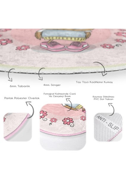 Kurdeleli Sevimli Baykuş Çocuk & Genç Odası Makinede Yıkanabilir Kaymaz Tabanlı Yuvarlak Çocuk Halısı fırsatları