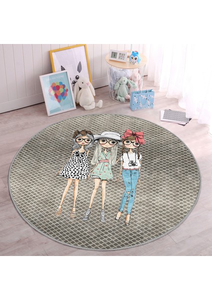 Fashion Girls Çocuk & Genç Odası Makinede Yıkanabilir Kaymaz Tabanlı Yuvarlak Çocuk Halısı fiyatları