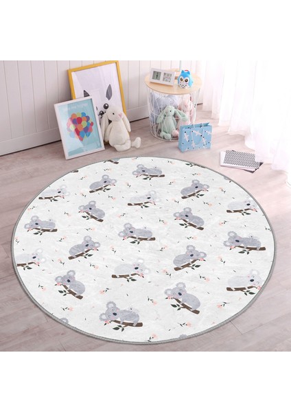 Sevimli Koala Desenli Çocuk & Genç Odası Makinede Yıkanabilir Kaymaz Tabanlı Yuvarlak Çocuk Halısı modelleri