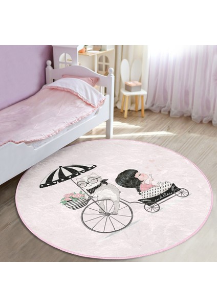 Fashion Girl Çocuk & Genç Odası Makinede Yıkanabilir Kaymaz Tabanlı Yuvarlak Çocuk Halısı modelleri