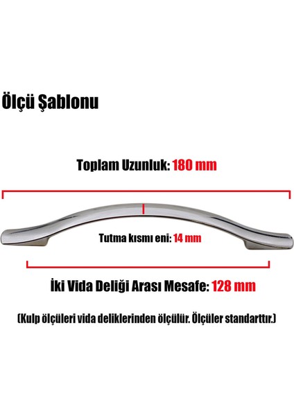 Sülün Çekmece Dolap Kapak Kulpu Kulbu 128 mm Parlak Krom Metal Kulp