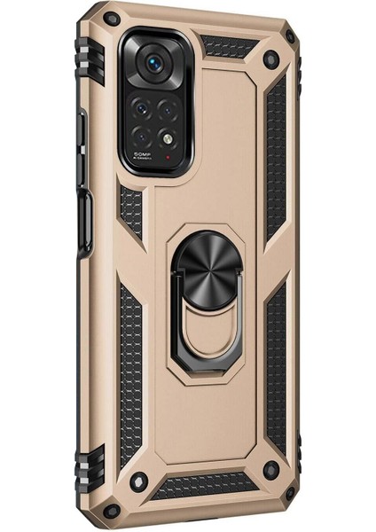 Xiaomi Redmi Note 11 Kılıf Military Ring Holder Gold fiyatları