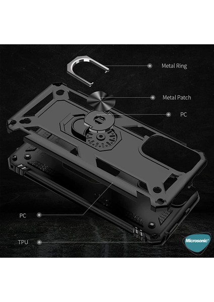 Xiaomi Redmi Note 11 Kılıf Military Ring Holder Gold indirimleri