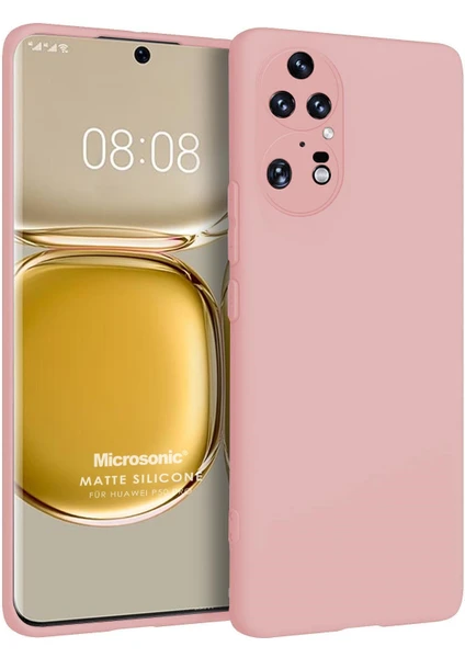 Matte Silicone Huawei P50 Pro Kılıf Rose Gold