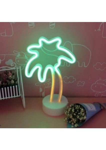 Palmiye Neon Gece ve Masa LED Lamba