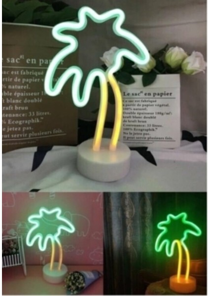 Palmiye Neon Gece ve Masa LED Lamba