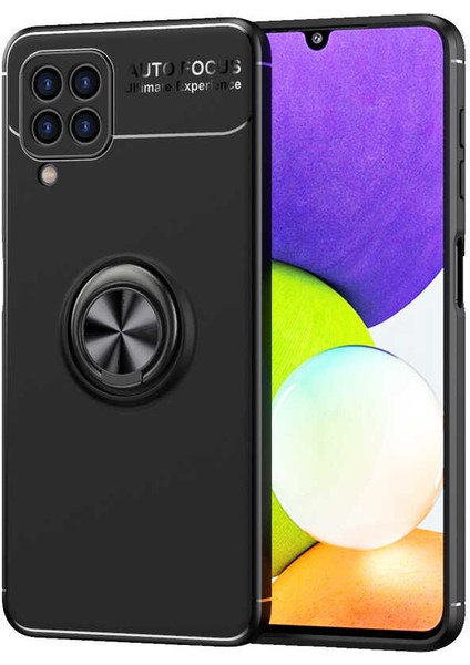 Samsung Galaxy A22 4g Kılıf Ultra Korumalı Yüzüklü Manyetik Ravel Silikon + Nano Ekran Koruyucu