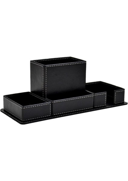 Masaüstü Deri Kalemlik - Kartvizitlik ve Notluk, Ataçlık Organizer Set
