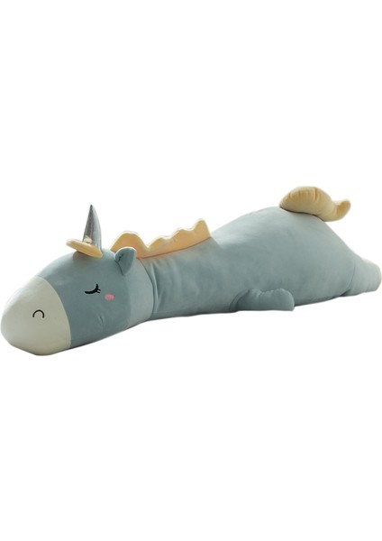 Unicorn Bebek Uzun Yastık Peluş Oyuncaklar Başucu Yastığı, Boyut: 70CM (Mavi Yeşil) (Yurt Dışından)