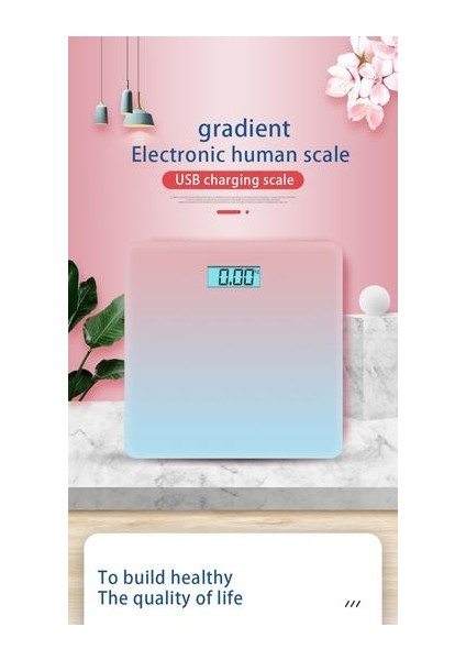 Akıllı Vücut Ağırlık Ölçeği Degradeler Renk Banyo Ölçekli Kat Terazi Cam LED Dijital Banyo Ölçeği Tartı Terazi USB Şarj | Banyo Terazi (Pembe) fiyatları