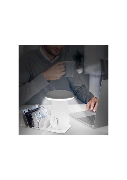 Çok Işlevli Cep Telefonu Standı 5 Bağlantı Noktalı USB Şarj Mantar LED Lambaları Masa Telefon Tutucu iPhone Samsung | Telefon Standı | Cep Telefonu Standdesk Telefon Tutucu (Ingiltere Fişi) fırsatları