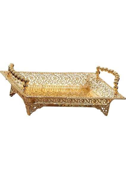Dikdörtgen Altın Meyve Tepsisi Stand 41 x 25 cm. (Yurt Dışından)