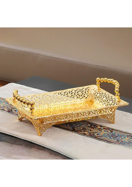 Dikdörtgen Altın Meyve Tepsisi Stand 41 x 25 cm. (Yurt Dışından)