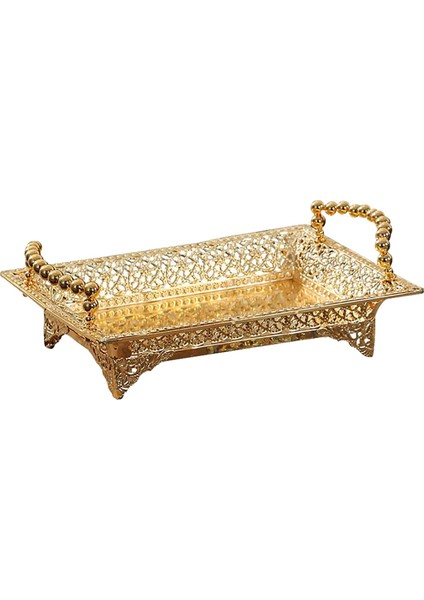 Dikdörtgen Altın Meyve Tepsisi Stand 41 x 25 cm. (Yurt Dışından)