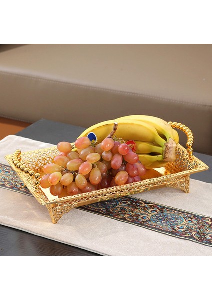 Dikdörtgen Altın Meyve Tepsisi Stand 41 x 25 cm. (Yurt Dışından)