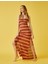 Koton Ece Sükan X Koton - Örgü Detaylı Boyundan Bağlamalı Desenli Yırtmaçlı Elbise