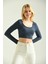 Saks Yumoş Örme Crop Bluz 3